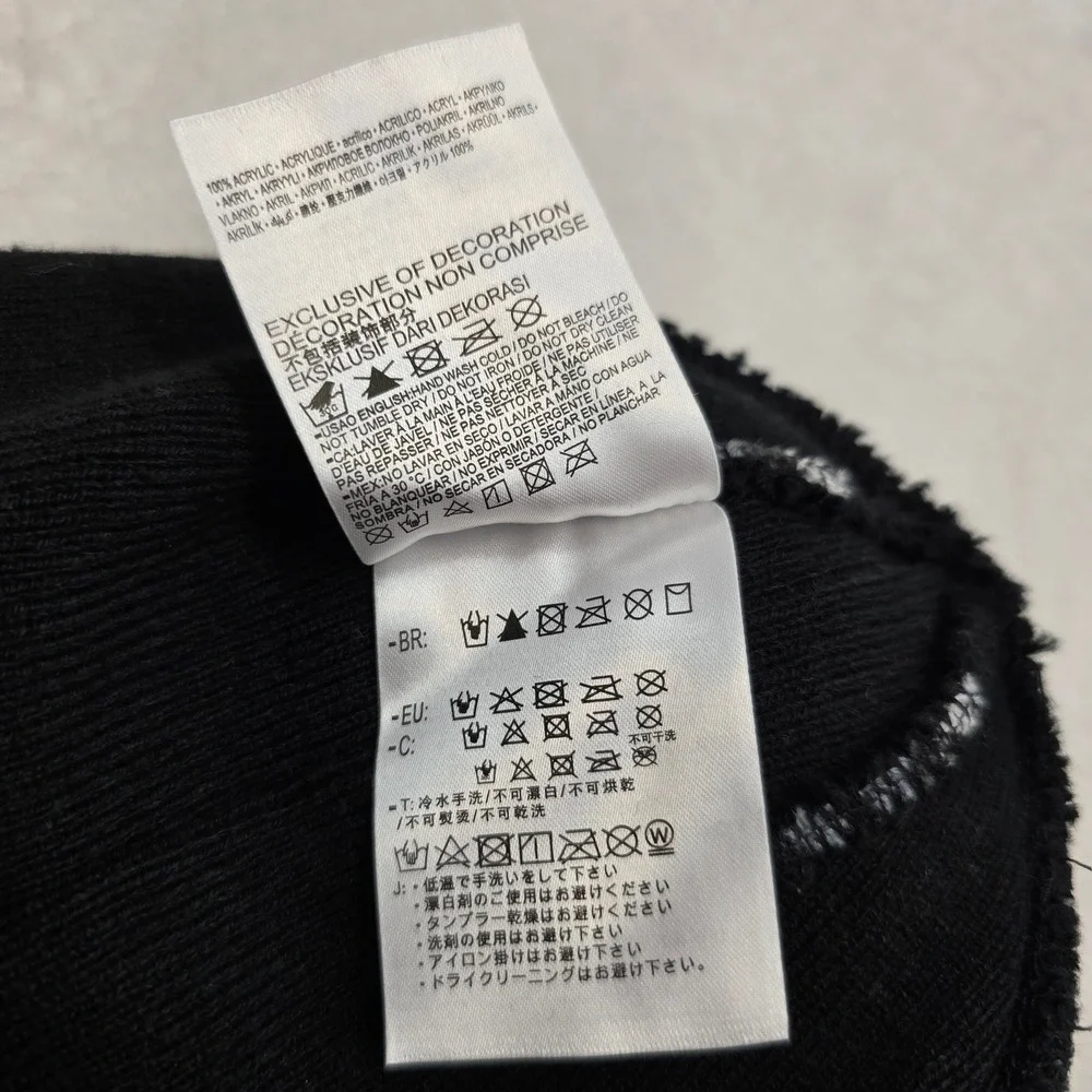 Hurley Striped Beanie‎ Y2K Streetwear Black Gray Youth Hat